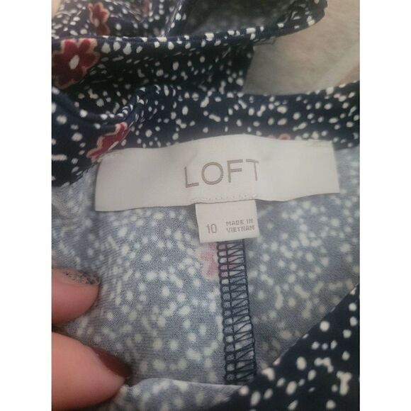 Loft Flounce Flare Dress Size 10 Floral - Picture 5 of 8